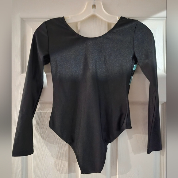 IEFIEL Girls Long Sleeve Dance Training Leotard Sparkle Glitters Gymnastics Work - Picture 3 of 8